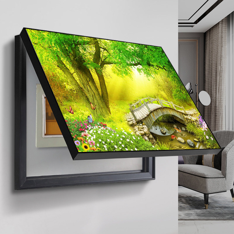 大自然森林树风景电表箱装饰画免打孔遮挡配电箱电闸盒餐客厅挂画