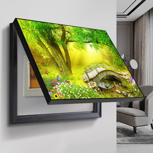 大自然森林树风景电表箱装饰画免打孔遮挡配电箱电闸盒餐客厅挂画