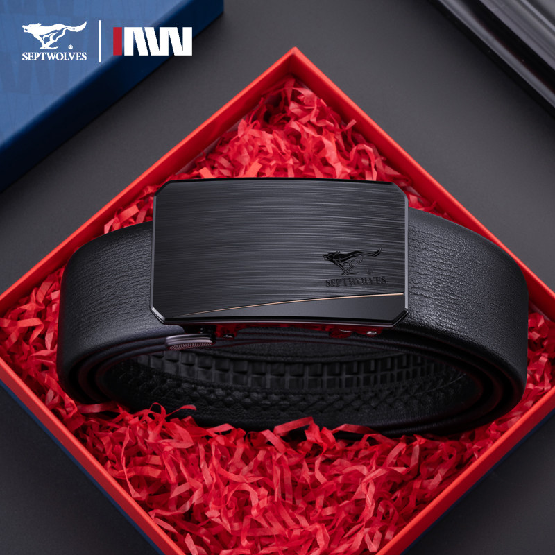 七匹狼皮带男款真皮2026新款牛皮男士腰带自动扣裤带正品高档品牌