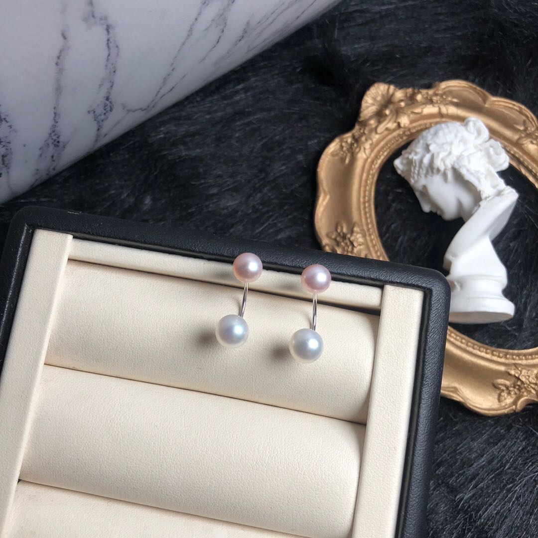 纯银耳钉乔妹同款天然淡水珍珠