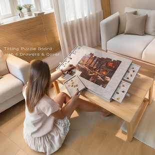 拼图工作台桌板带支架盖子抽屉折叠便携式成人儿童拼图毛毡分类板