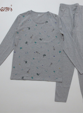 顶瓜瓜顶呱呱林中玩趣男保暖内衣秋衣秋裤纯棉修身薄款套装188005