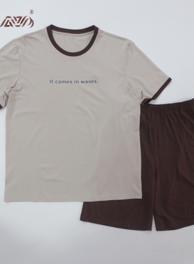 顶瓜瓜顶呱呱睡衣夏季短袖棉盖丝圆领男式家居服休闲套装193019