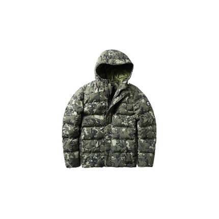 Timberland添柏岚羽绒服男款保暖户外运动连帽迷彩绿正品A1Z3D