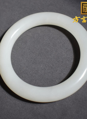 方言精品和田玉青海老坑料温润细腻羊脂白玉内径卡59mm圆条手镯R1