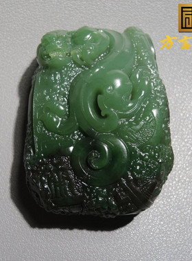 惊呆方言品牌和田玉特色俄罗斯夹层料粉绿碧玉锦辉堆手把件挂件R1