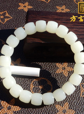 俄罗斯老料羊脂白玉10MM直切手串