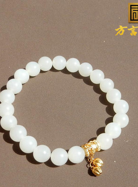 新疆且末老料细腻白玉卡8mm手串