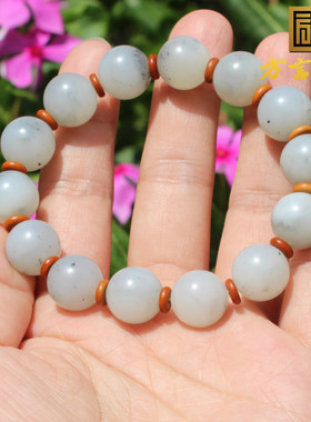 方言和田玉细腻点墨青花籽料手串