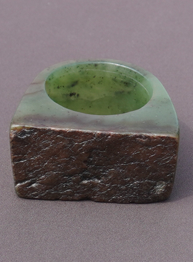 方言新疆和田籽料碧玉黄沁皮扳指