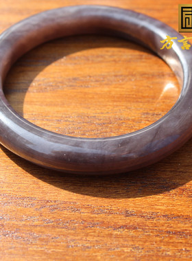 青海和田玉老坑料浓烟紫正装手镯