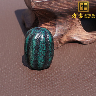 方言和田玉放漏藏传南瓜珠老气包浆墨绿色玛瑙桶珠散珠DIY配饰A6