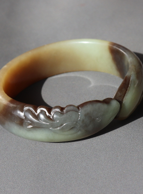 方言和田玉糖白玉年年有鱼镯