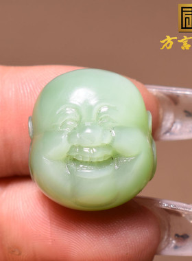 黑杨洞特色果绿手工精雕弥勒佛头