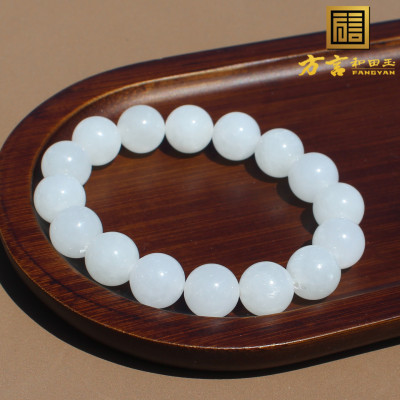 冰底白玉手串圆珠12mm玉手链