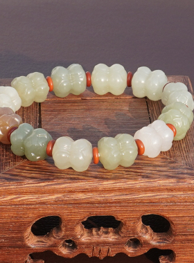 方言和田玉糖玉白玉黄口多宝手串