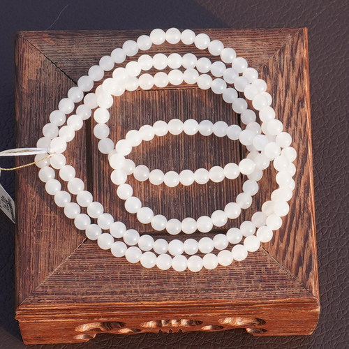 方言和田玉青海料底细腻白玉手串