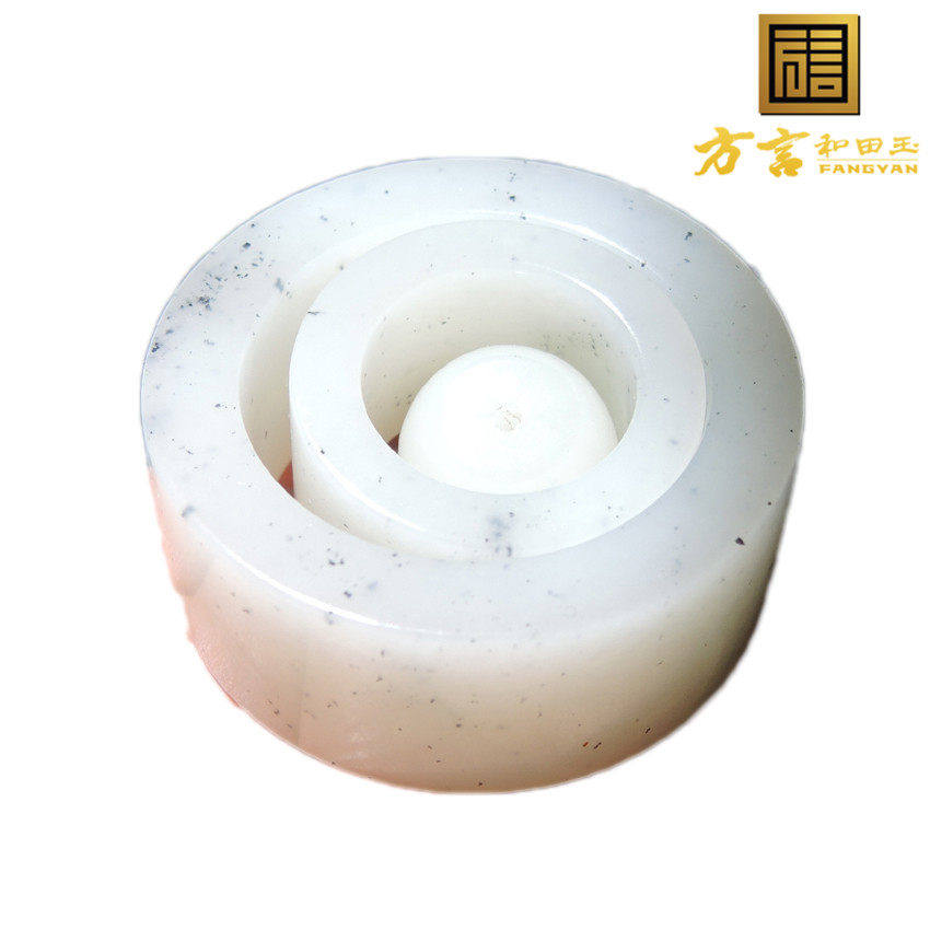 方言热卖特惠珍品羊脂玉底水墨青花无结构86万手镯芯豪华双扳指R