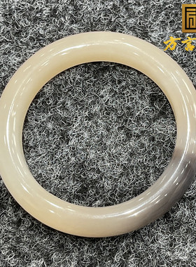 高品稀缺方言和田玉收藏级青海料烟紫藕粉双色内径54MM手镯S9