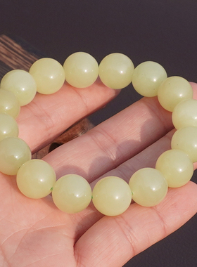 方言新疆若羌料黄色名品黄玉手串