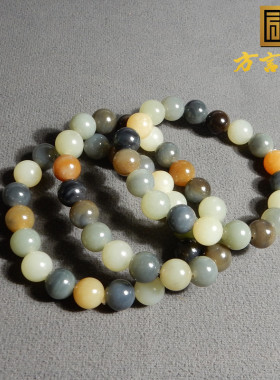 大漠楼兰三色玉青花三彩10mm手串