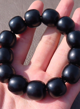 放大漏方言和田玉特惠新疆温润细腻墨玉籽料18mm老型珠豪华手串X5