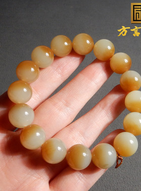 新疆黄金糖聚宝盆12mm圆珠手链