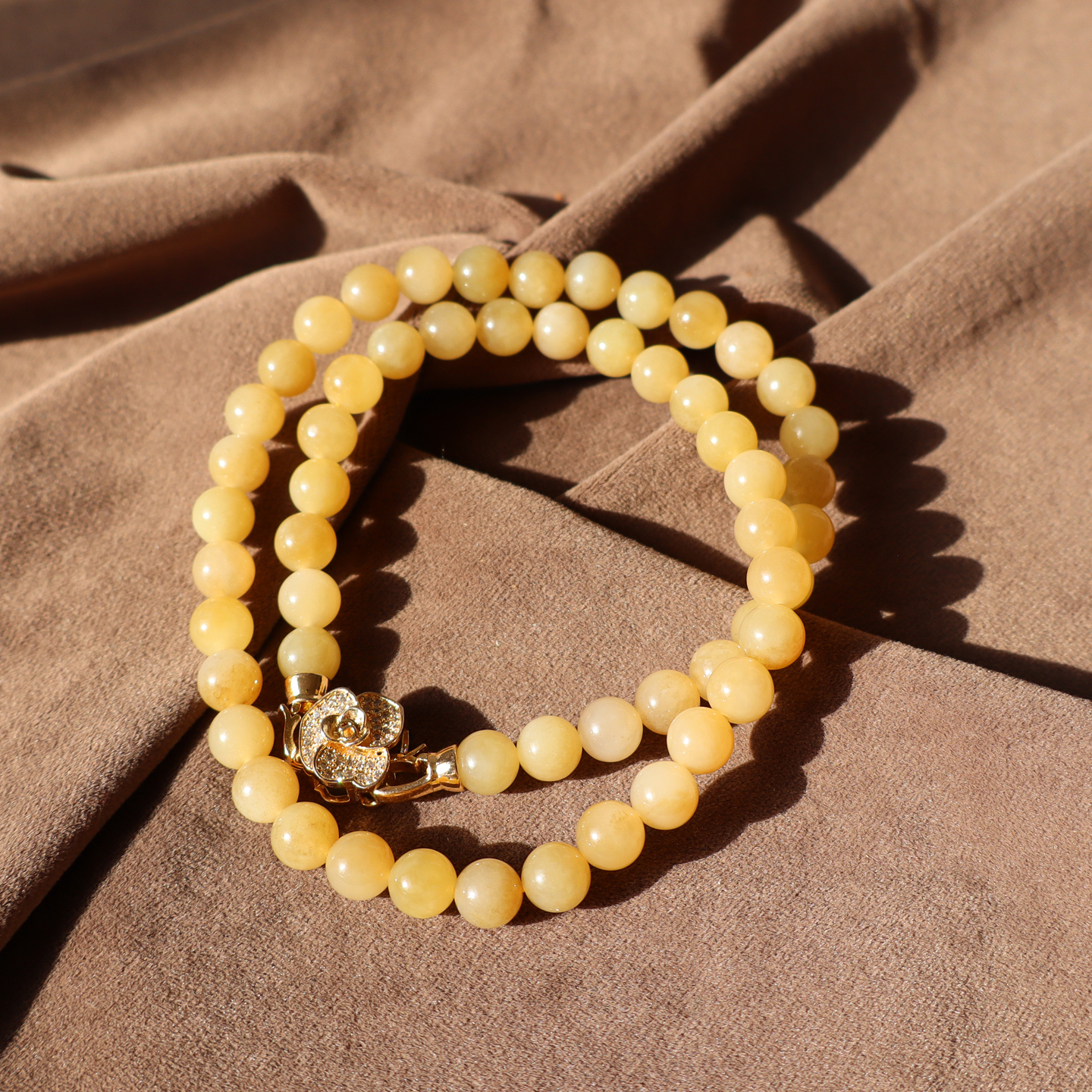 新疆且末脂糯老红糖玉8m圆珠项链