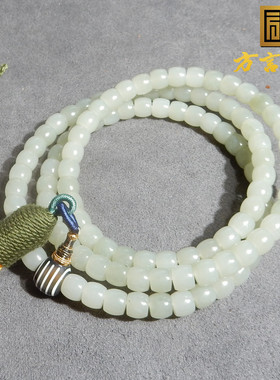 新疆戈壁料白玉汗籽项链多圈手串