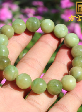 猫眼阳绿色12mm圆珠玉手链