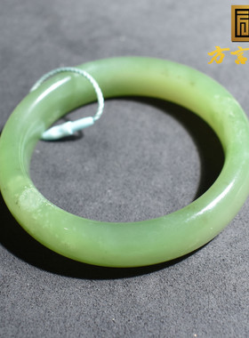 嗨翻方言和田玉精品佩戴级厚装青海料浓郁满翠57mm雪花玉手镯R1