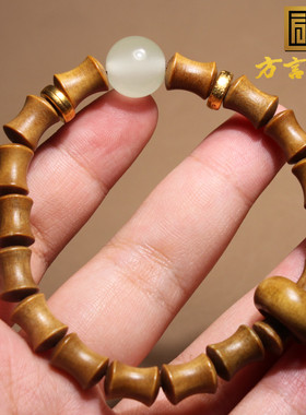 方言绿檀木8mm竹节珠子手串