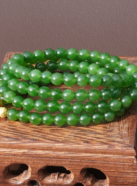 方言俄料老坑无黑点阳绿碧玉项链