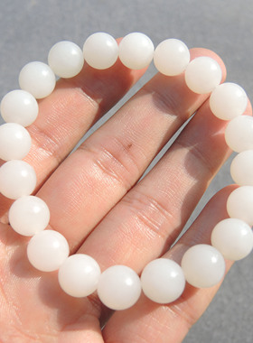 不看就亏方言和田玉精品95于田料高脂高糯羊脂白玉10mm手串手链S