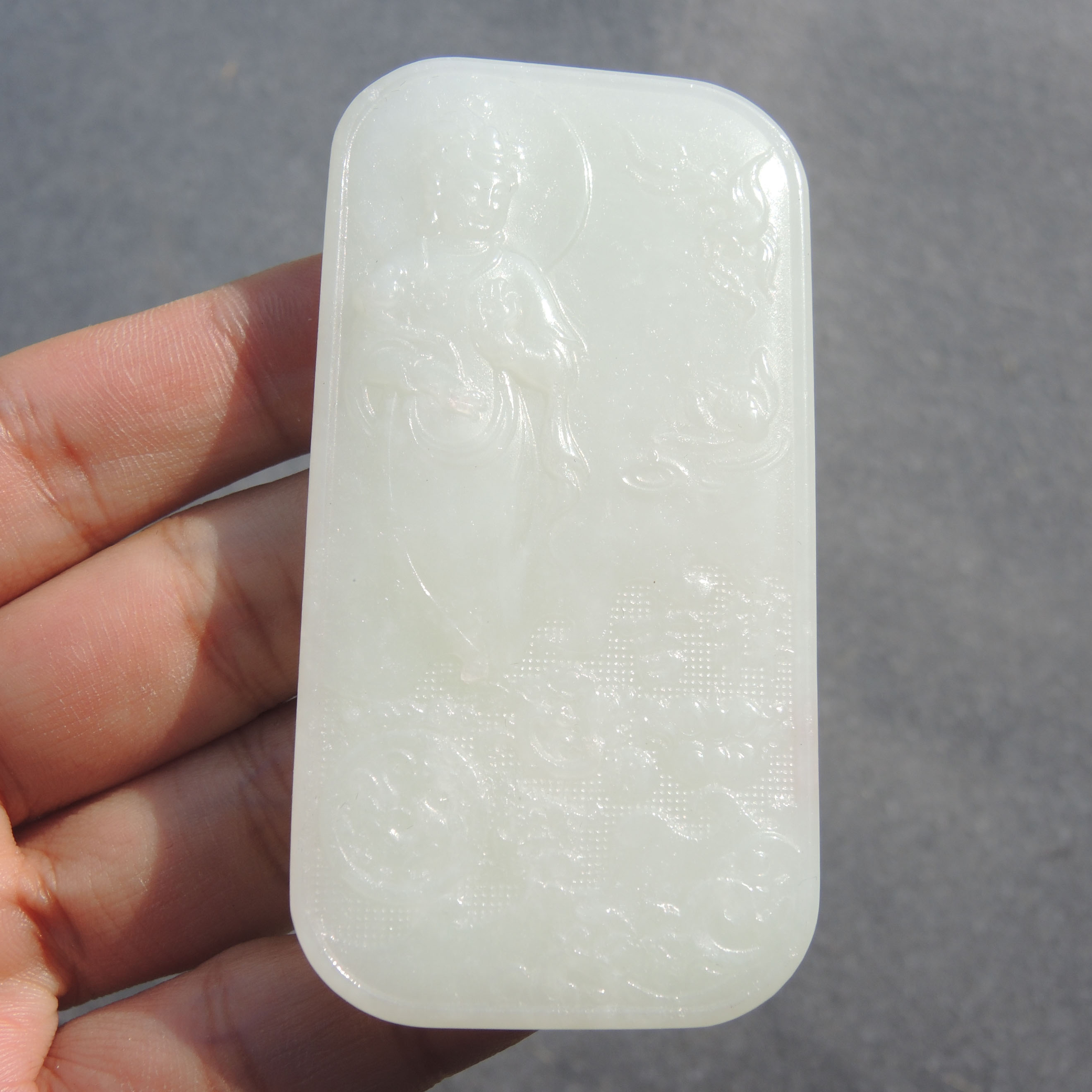 方言新疆和田玉老坑且末山料高脂高糯温润细腻白玉观音吊坠挂件S