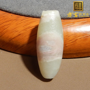 方言和田玉新疆老熟罕见且末金山矿桃花粉白玉双色勒子玉转运珠X3