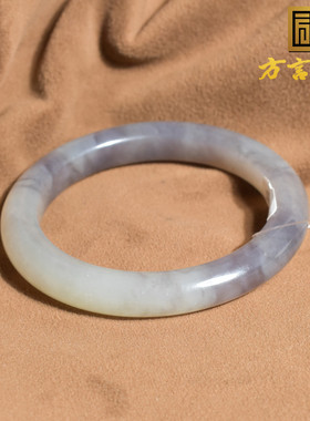 青海老坑料冰底白玉烟紫玉手镯子