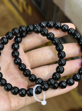 好油润方言和田玉精品佩戴温润新疆黑青籽料8mm老型珠手串手链O