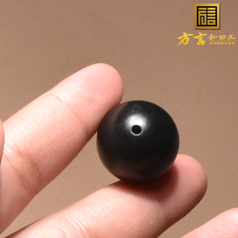 方言白玉底墨玉籽料20mm圆珠