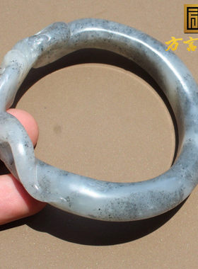 方言苏杰大师作品新疆玉龙河产黑白分明青花籽料富贵缠身56手镯X5