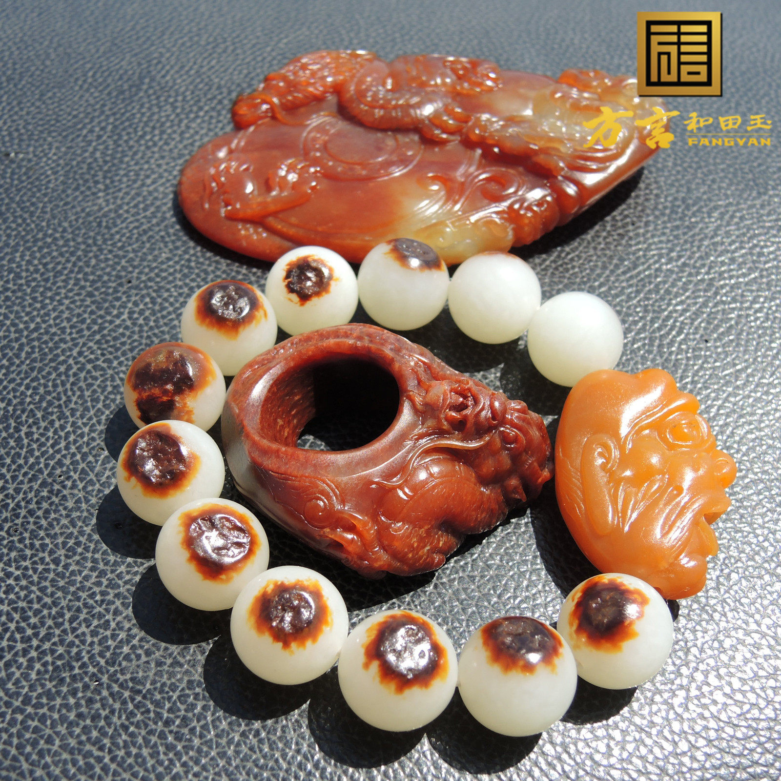 方言镇店之宝全玉种全沁老熟珍稀红色名品鸽血红玉籽料龙头扳指R