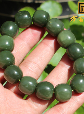 留皮孔山流水青玉16mm老型珠手串