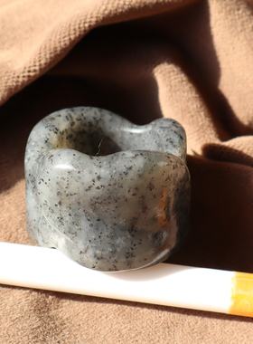 新疆青花籽料花朵卡21mm戒指扳指