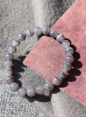 青海烟紫颗猫眼一线天8m圆珠手串