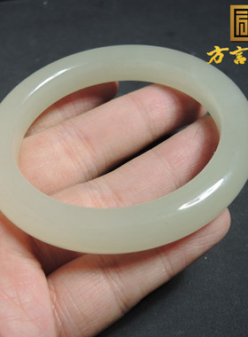 方言品牌和田玉精品佩戴级青海料浅晴水色内径卡56mm正装手镯R2