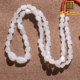 美美哒方言和田玉精品佩戴青海料羊脂白玉原石项链吊坠绳子O