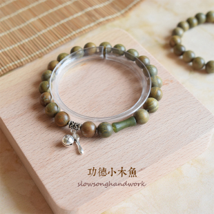 功德小木鱼 慢歌原创设计绿檀手串橄榄石竹节情侣礼物手链文艺