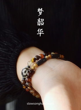 情侣天然石古风无性别手链