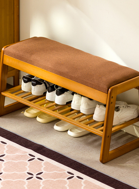 换鞋凳家用入户穿鞋凳鞋柜坐凳一体鞋架进门口可坐凳子软包实木