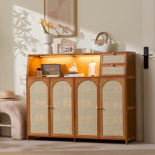 十一维度复古风塑藤门鞋柜